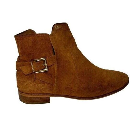 MICHAEL KORS Luggage Brown Suede Leather SALEM Ankle Bootie Boots 8.5 - Picture 1 of 10